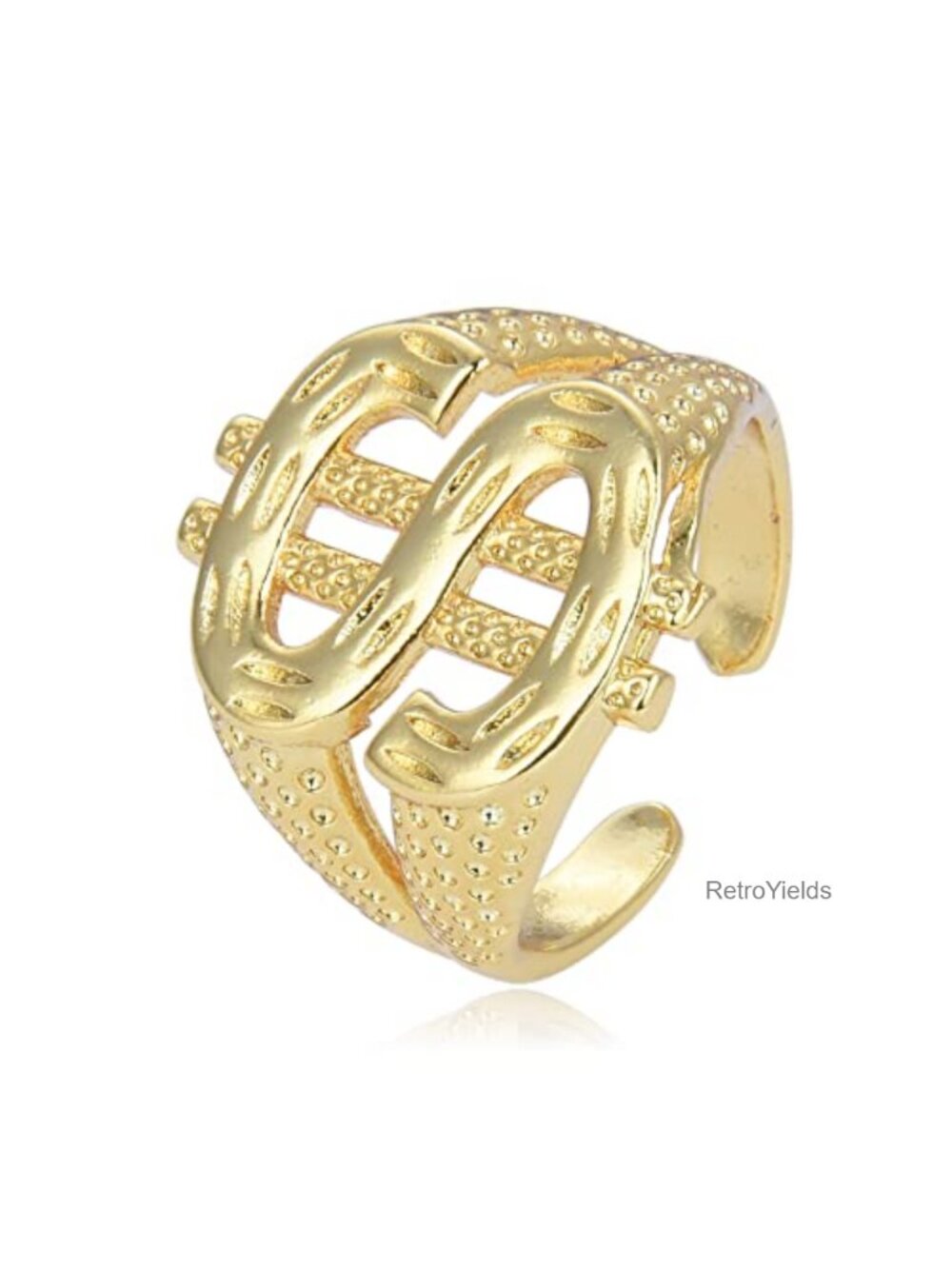 Dollar Sign Open Band Ring Men Women Hip Hop Punk Adjustable